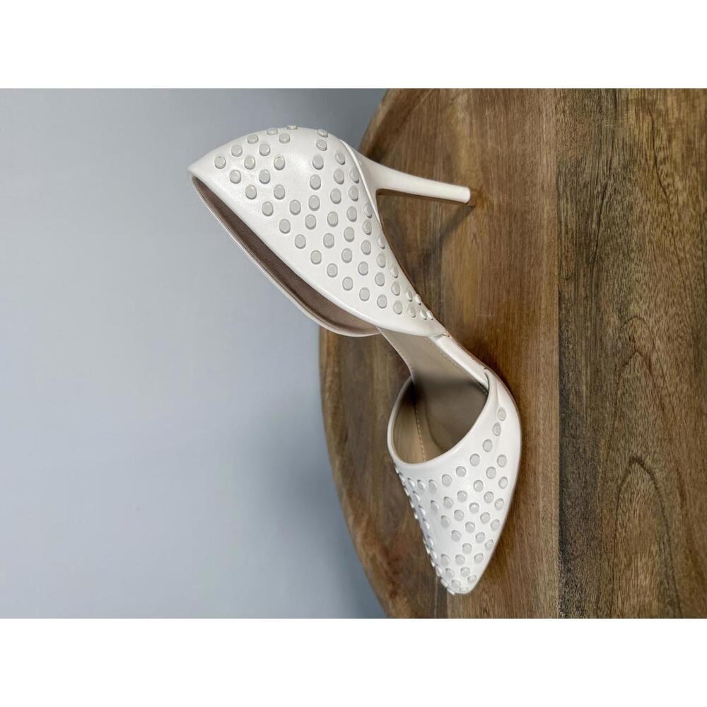 French Connection White Studded Pointed Toe Heels Size US 9.5 NWB - Picture 9 of 12